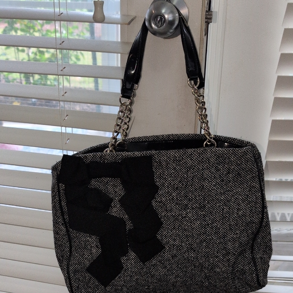 Kate Spade Black and Gray Tweed Shoulder Bag